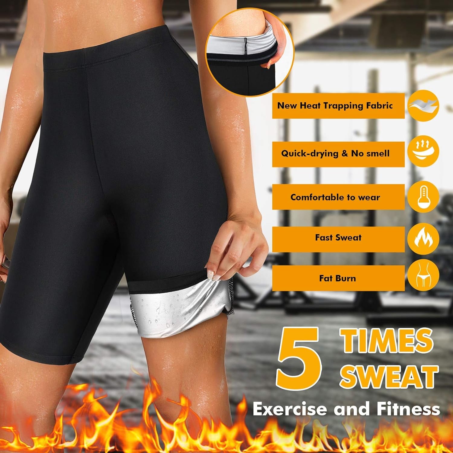 Women Sauna Sweat Shorts Hot Fitness Capris Pants Exercise Leggings High Waist Thermo Workout Gym Short Pants