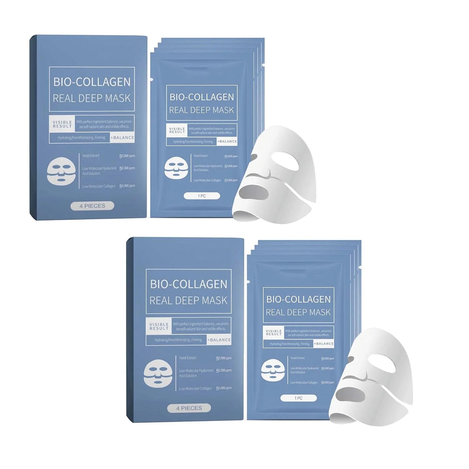 8PCS Bio-Collagen Real Deep Mask, Collagen Mask Overnight, Collagen Mask for Face, Organic Collagen Reverse Film Volume Peel off Mask, Hydrating and Firming Facial Mask, 5Ml