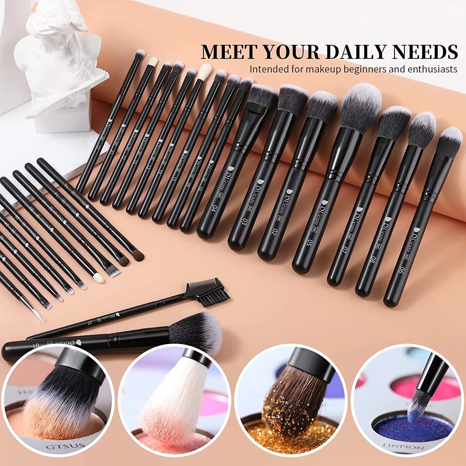 Makeup Brushes Professional 27Pcs Makeup Brush Kit Set Kabuki Foundation Blending Face Powder Blush Concealers Eye Shadows