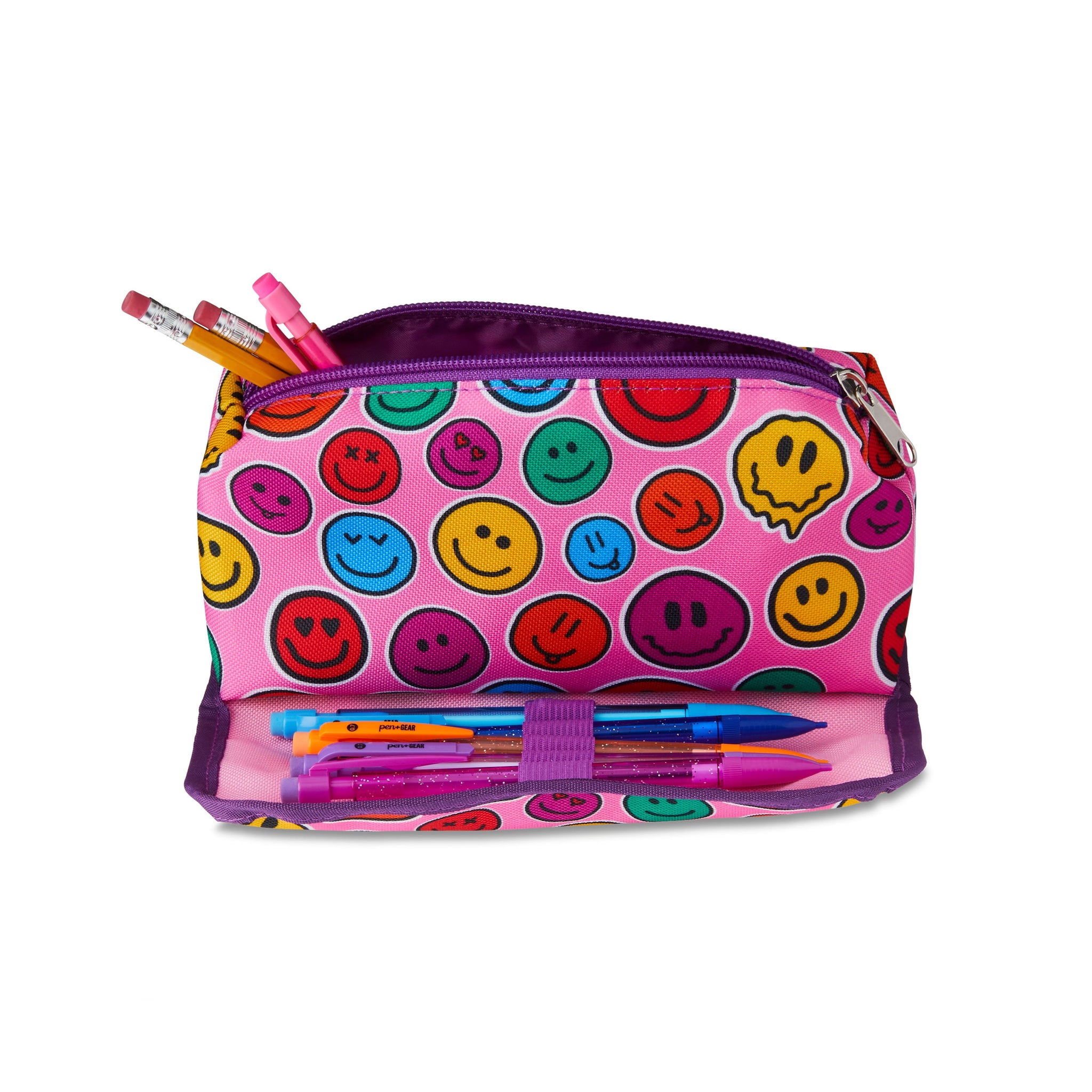 Smiley Face Icon Pencil Pouch, Multi-Color