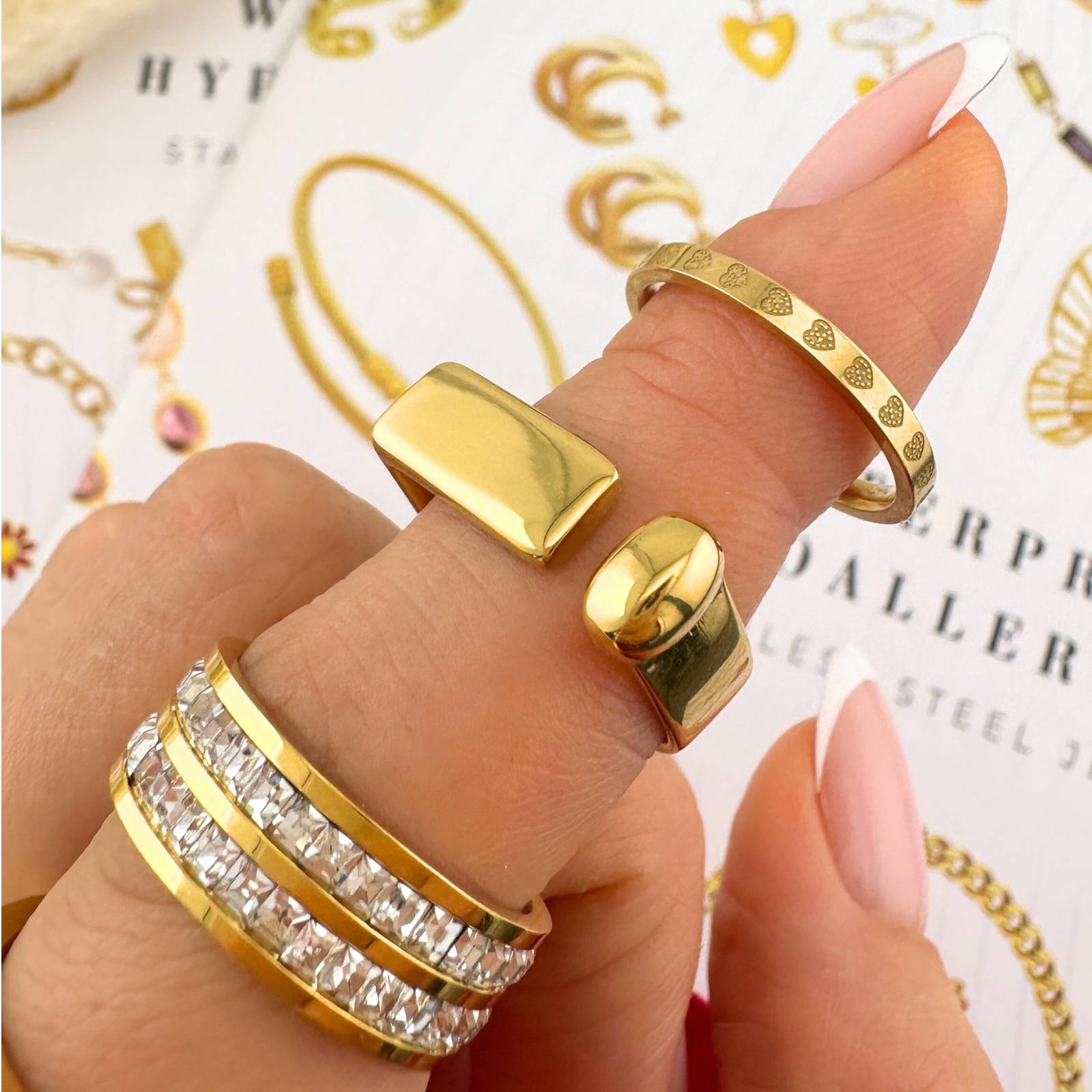 18K GOLD PLATED STAINLESS STEEL FINGER RING