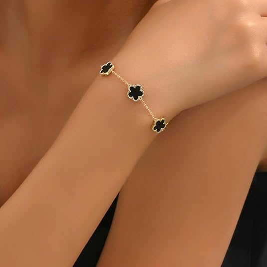 18K GOLD PLATED STAINLESS STEEL "FLOWERS" BRACELET