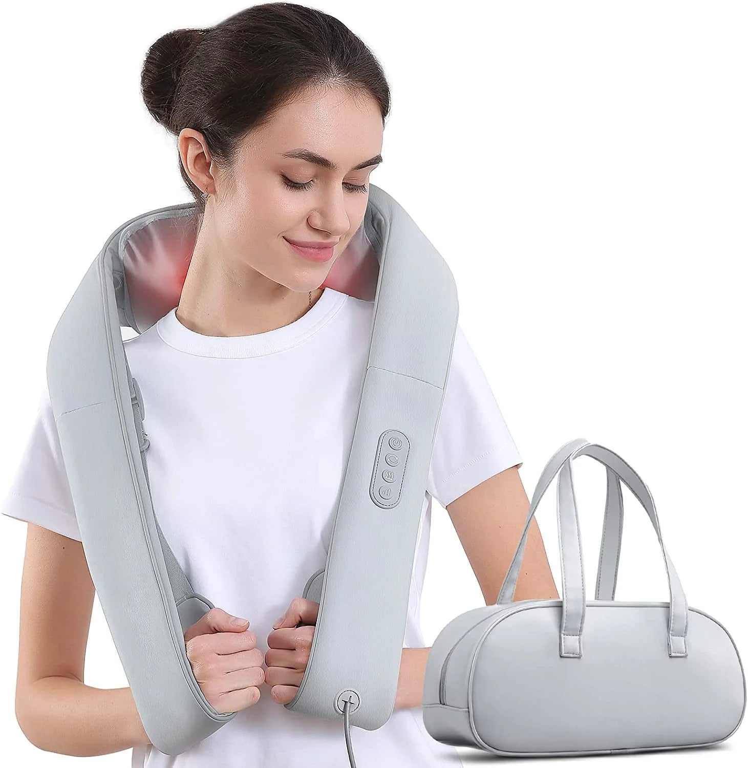 Shiatsu Back Massager, Neck Massager with Adjustable Heat and Straps, Deep Tissue Kneading for Shoulder Muscle Pain Relax Relief, Gifts for Mom, Dad