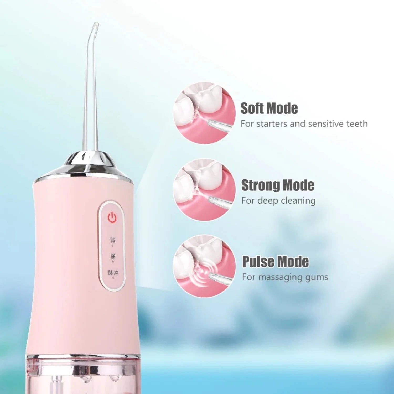 Portable USB Rechargeable Dtal Water Flosser with 4 Jet Tips - 3 Modes 220Ml Tank Capacity IPX7 Waterproof 1400Rpm - Effective Oral Care Tool for Home and Travel Use