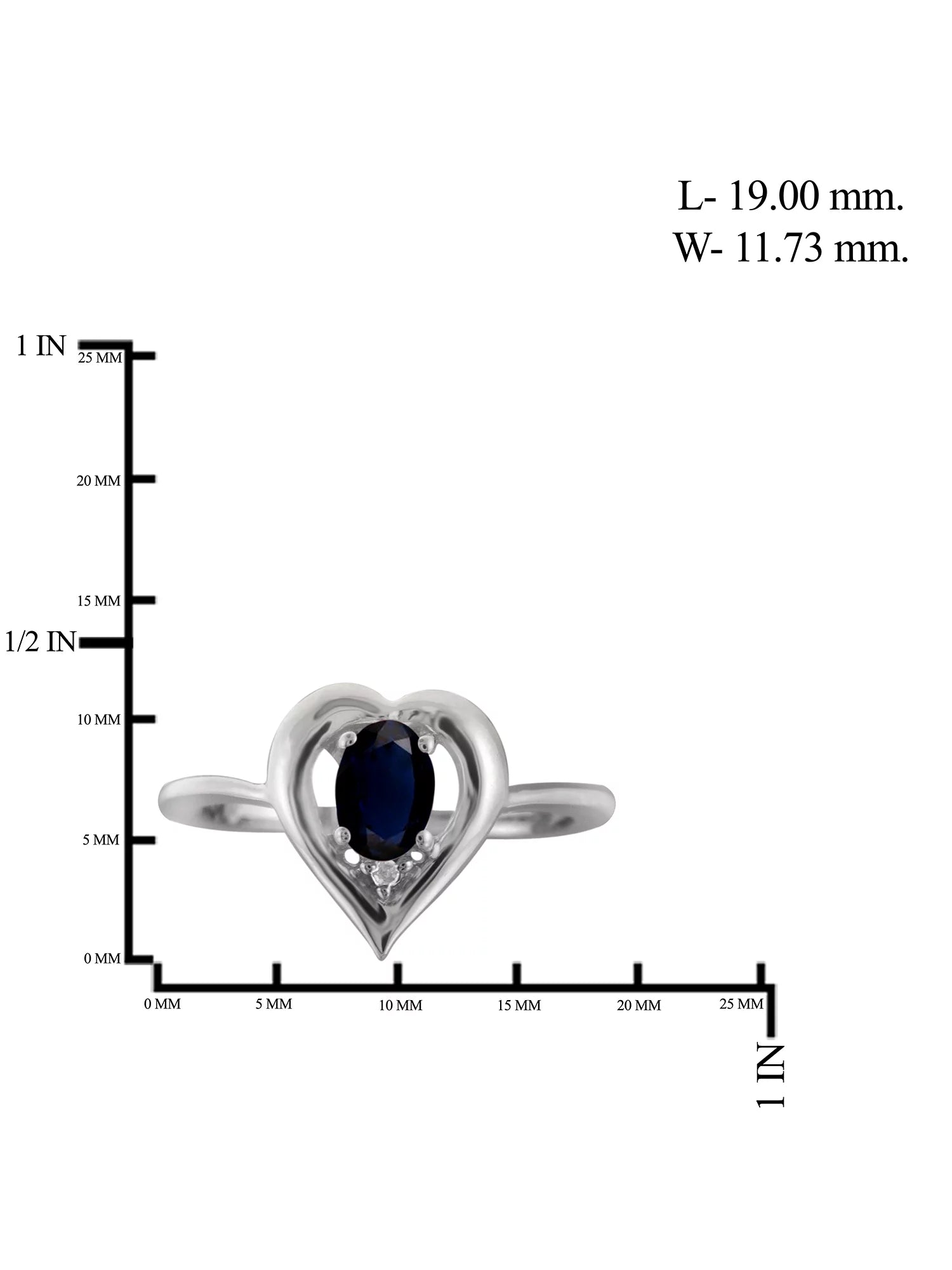 Sapphire Ring Birthstone Jewelry – 0.65 Carat Sapphire 0.925 Sterling Silver Ring Jewelry with White Diamond Accent – Gemstone Rings with Hypoallergenic 0.925 Sterling Silver Band