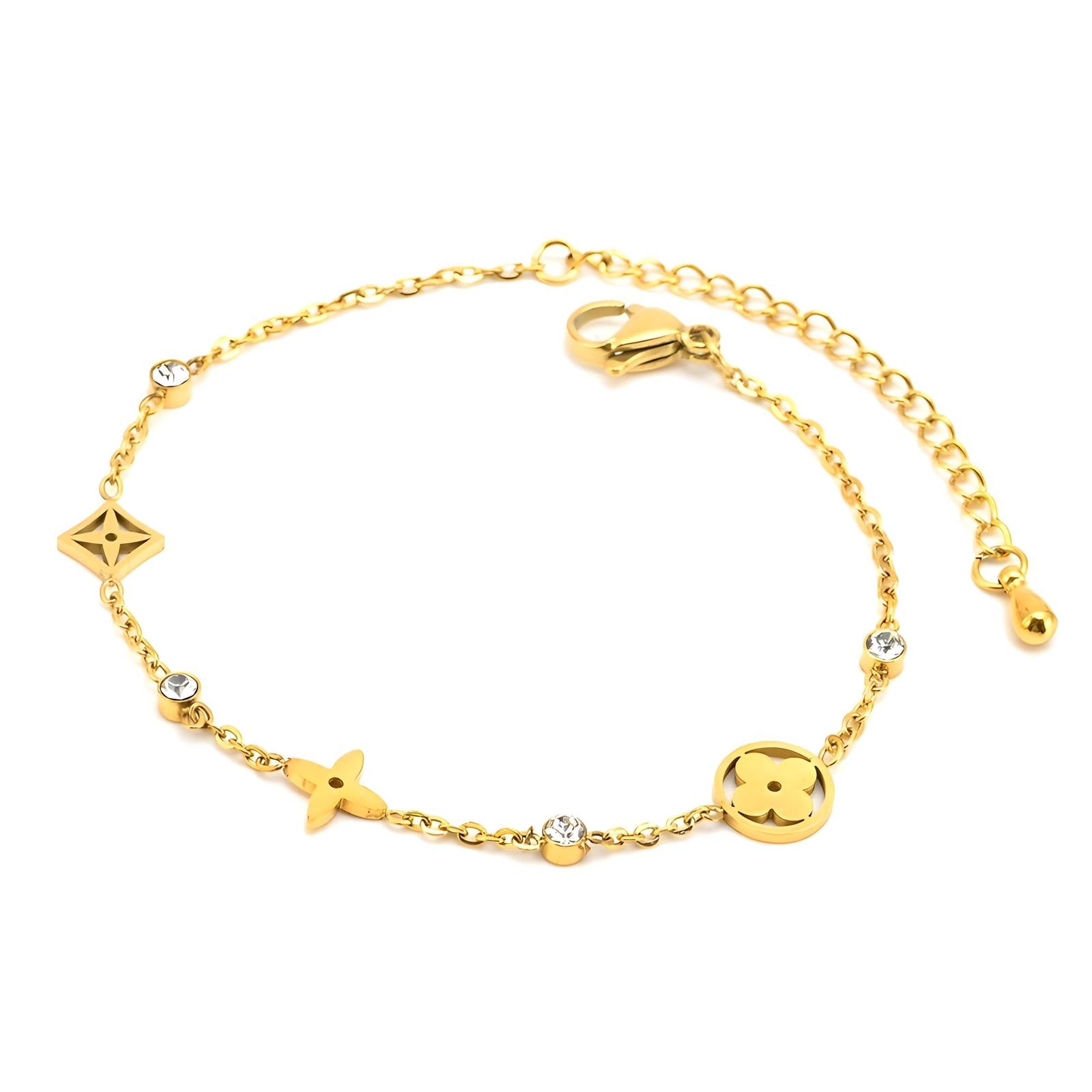 18K GOLD PLATED STAINLESS STEEL "FOUR-LEAF CLOVER" BRACELET