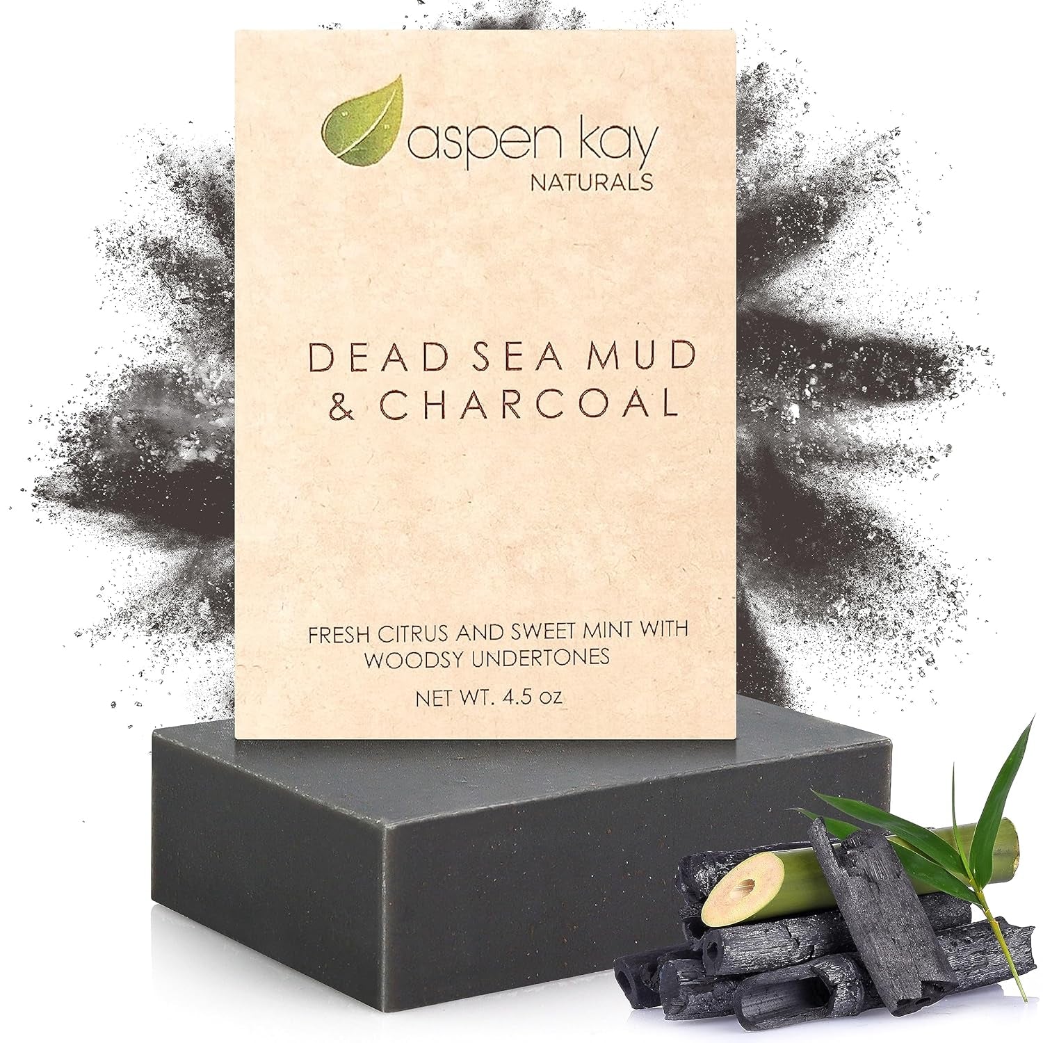 Handmade Dead Sea Mud Soap Bar, Activated Charcoal & Pure Essential Oils, 4.5 Oz Bar