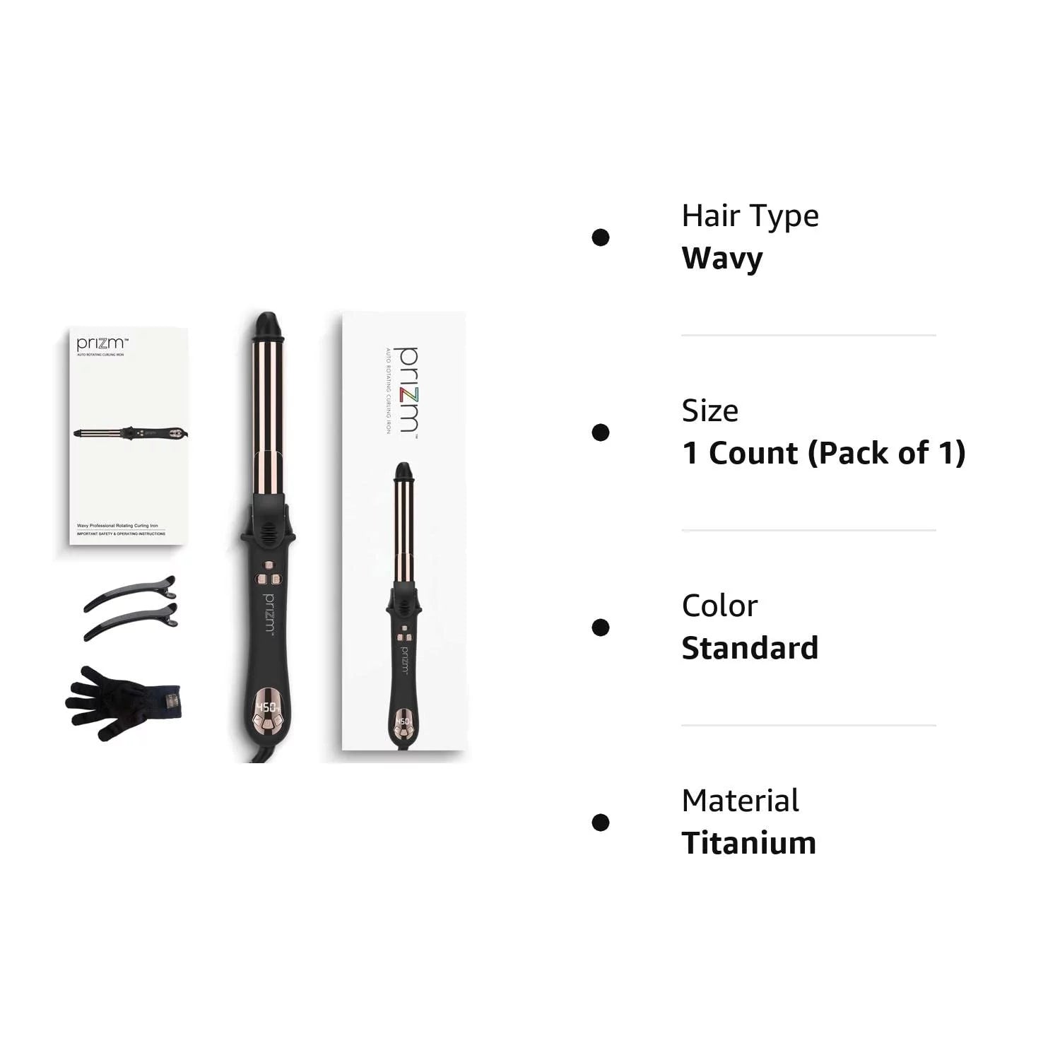 1 Inch Wavy Professional Rotating Curling Iron, Nano Titanium Automatic Curling Iron with 11 Adjustable Temps 250°F to 450°F, Anti-Scald & Dual Voltage