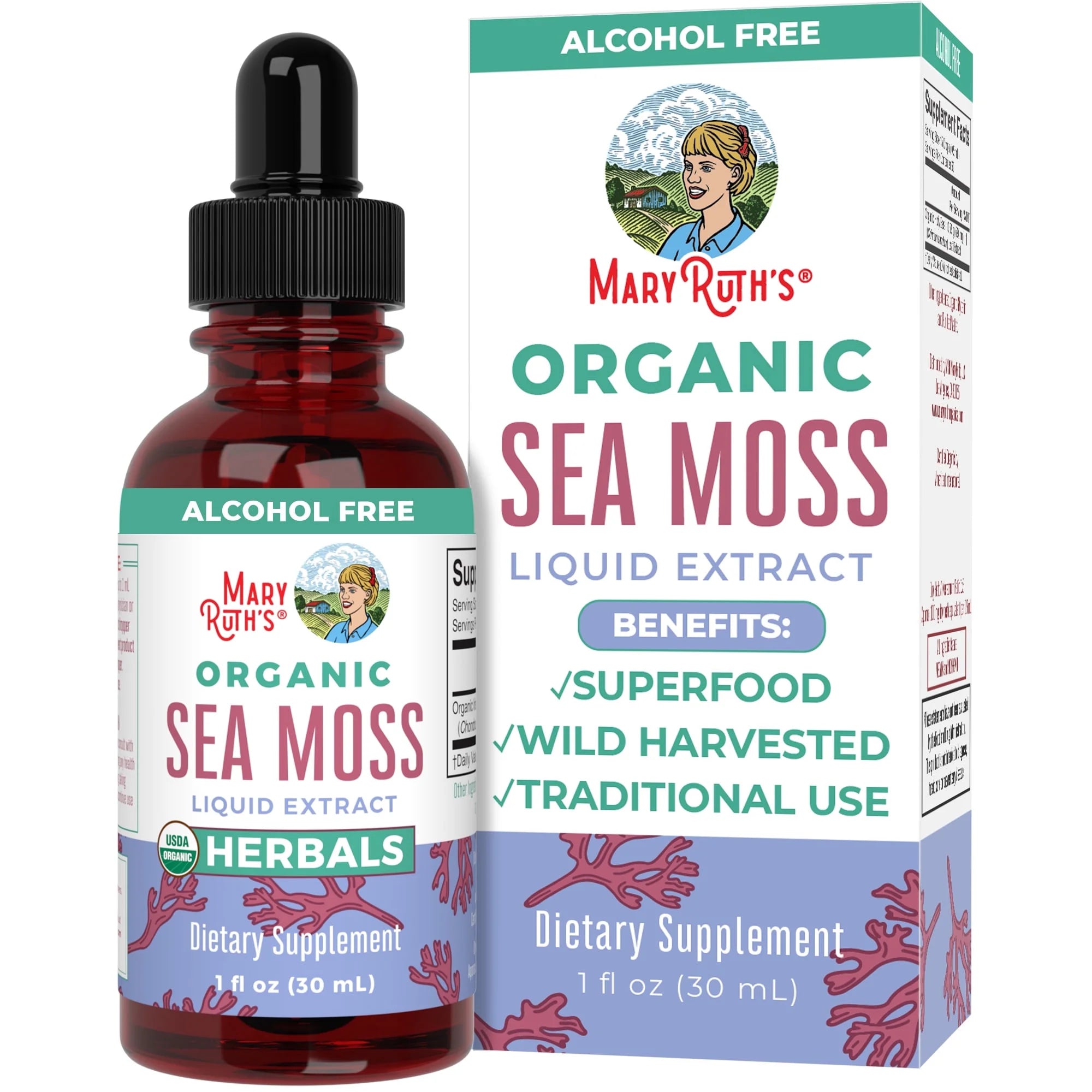 | USDA Organic Sea Moss Liquid Drops | Herbal Supplement | Gut Health and Immune Support | Vegan, Non-Gmo | 1 Fl Oz / 30 Ml