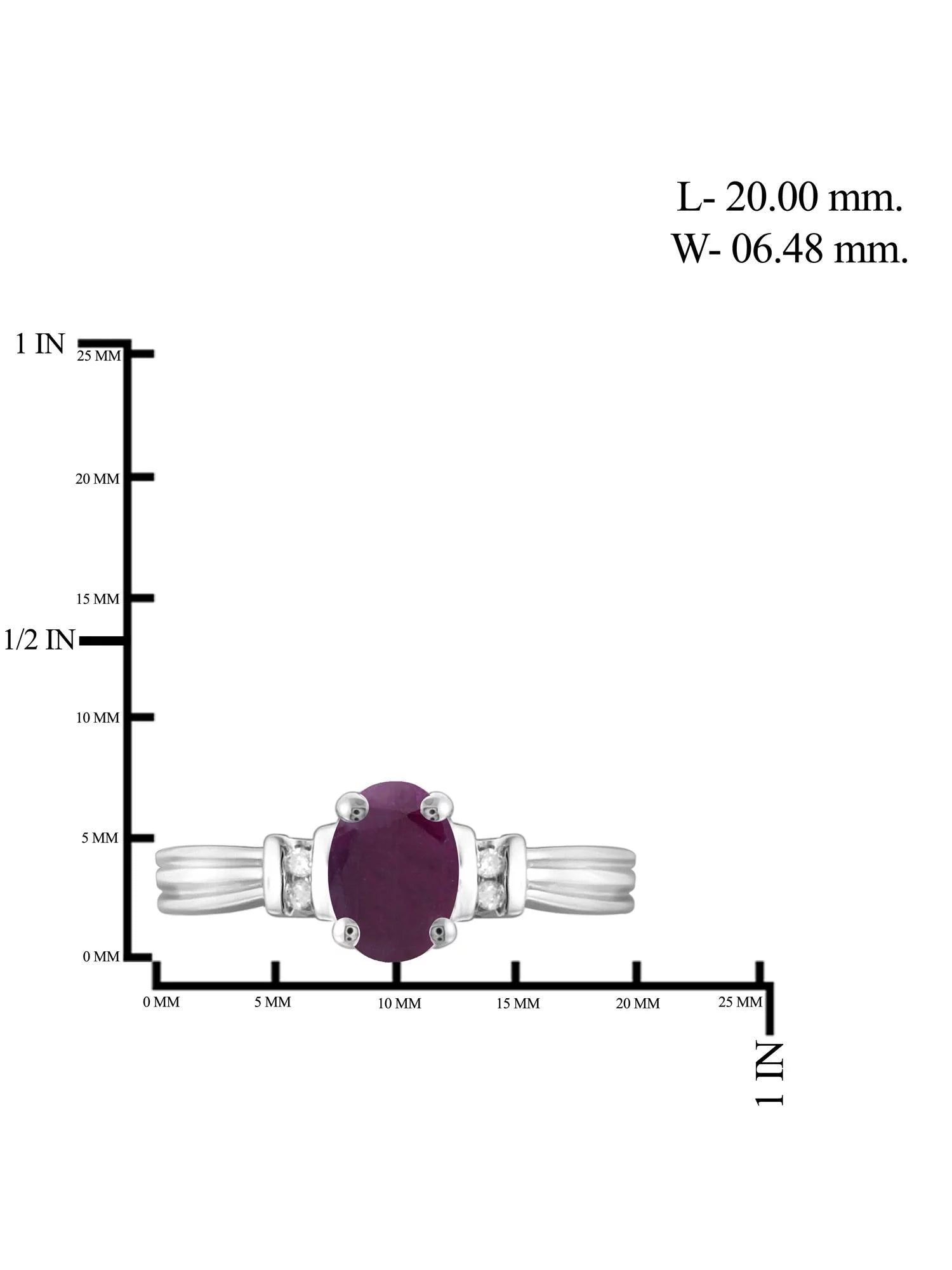 Ruby Ring Birthstone Jewelry – 0.90 Carat Ruby 0.925 Sterling Silver Ring Jewelry with White Diamond Accent – Gemstone Rings with Hypoallergenic 0.925 Sterling Silver Band