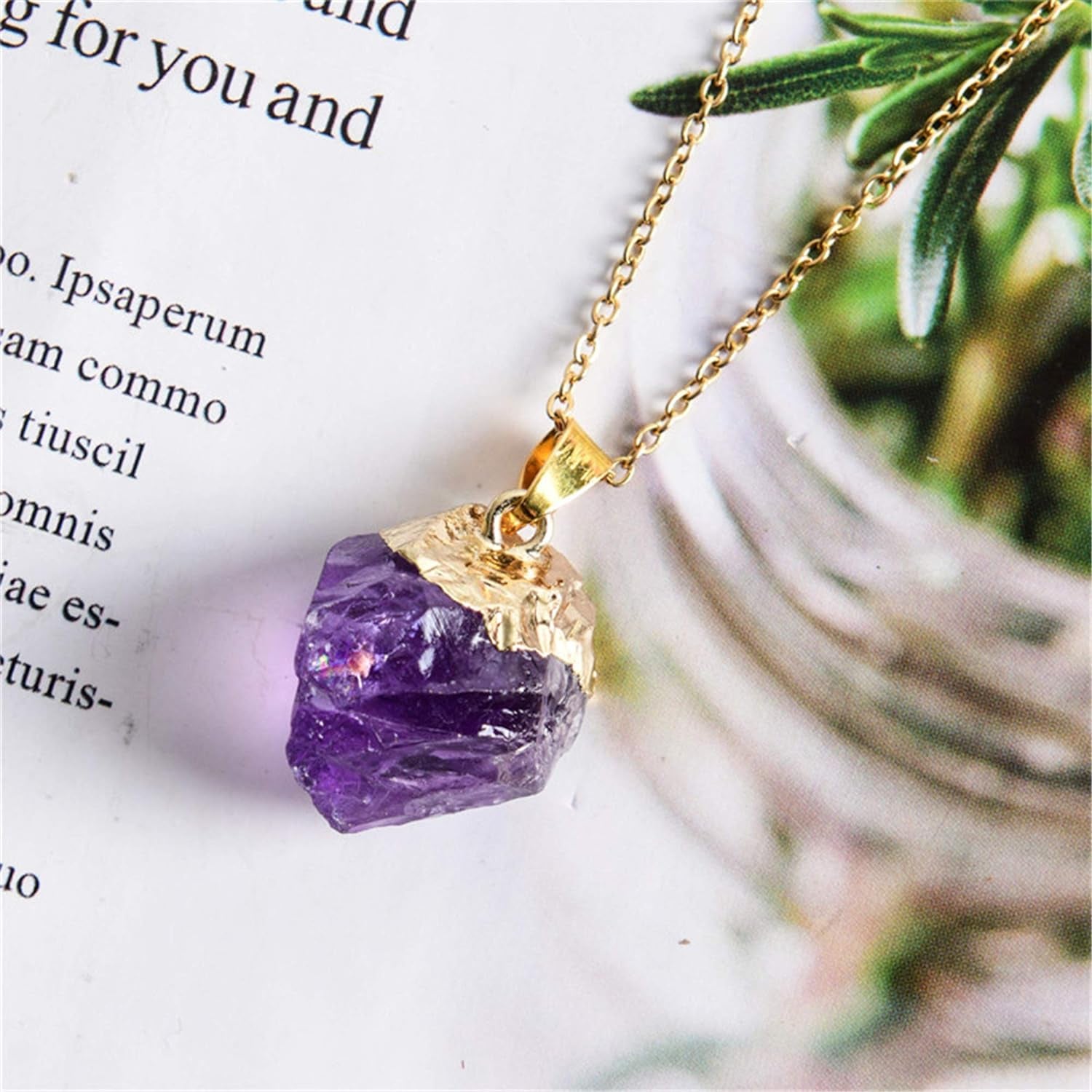 Natural Healing Crystals Gemstone Amethyst Necklace Reiki Quartz Jewelry for Womens…