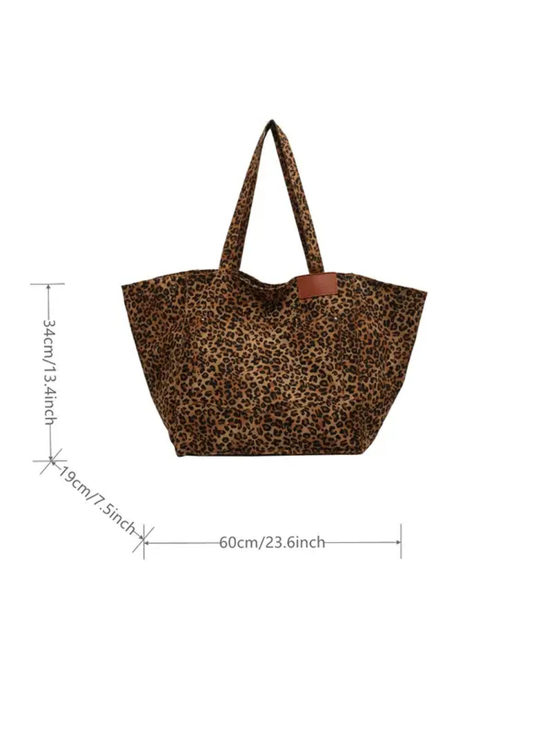 Summer 2024 Women'S Fashion Leopard Pattern Canvas Everyday Tote Bag, Summer Large Capacity Shoulder Bag for Daily Used, Casual Trendy Versatile High-Quality Daily Commuting Bag