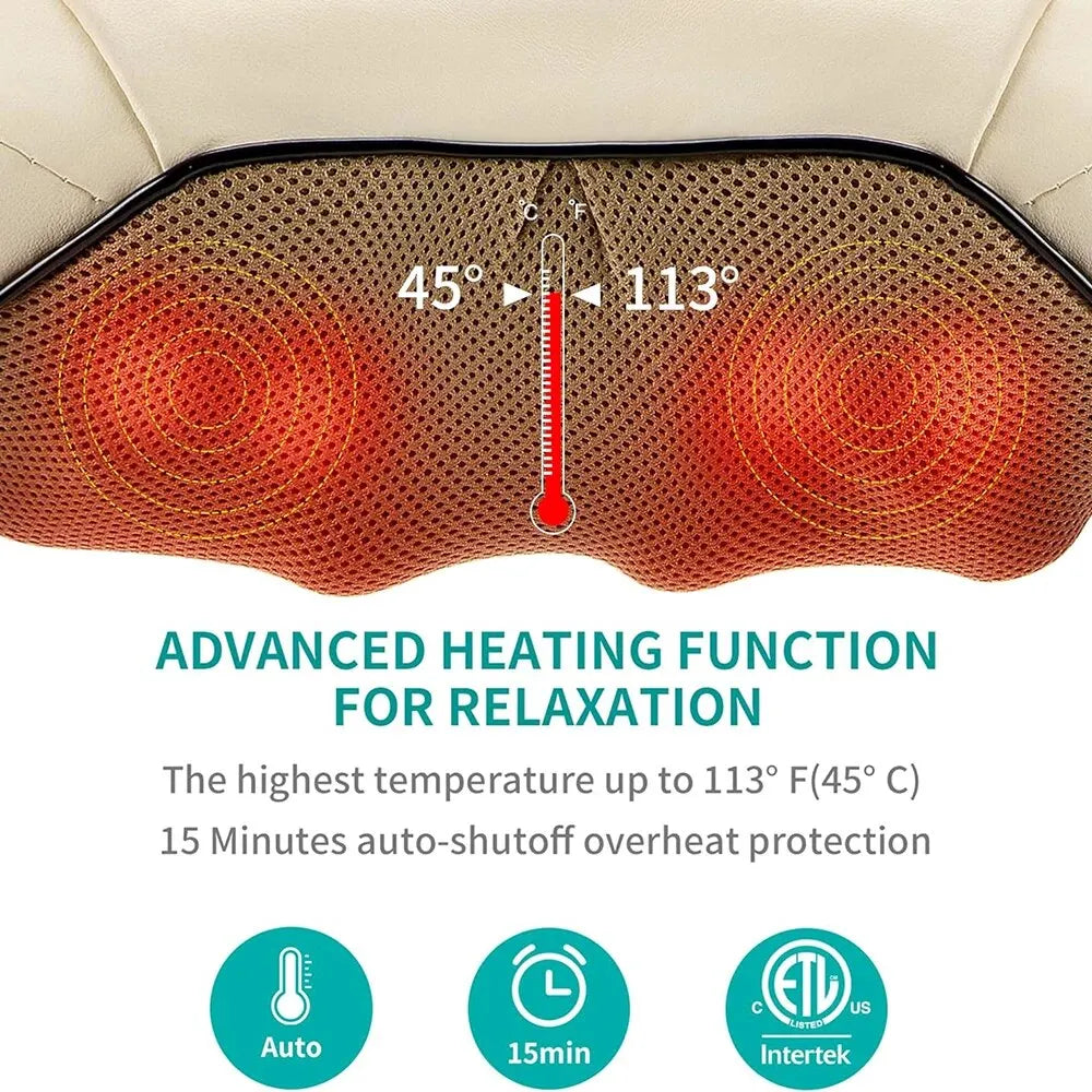 Shiatsu Neck and Back Massager with Soothing Heat, Nekteck Electric Deep Tissue 3D Kneading Massage Pillow for Shoulder, Leg, Bo