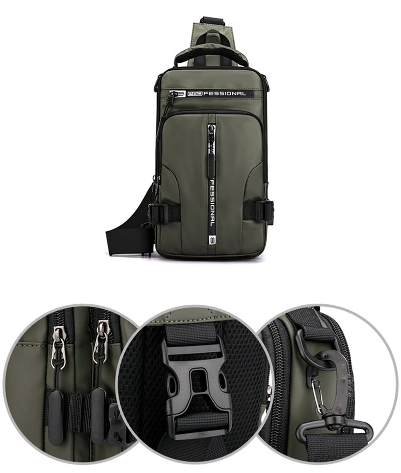 Men's Nylon Backpack With USB Charging