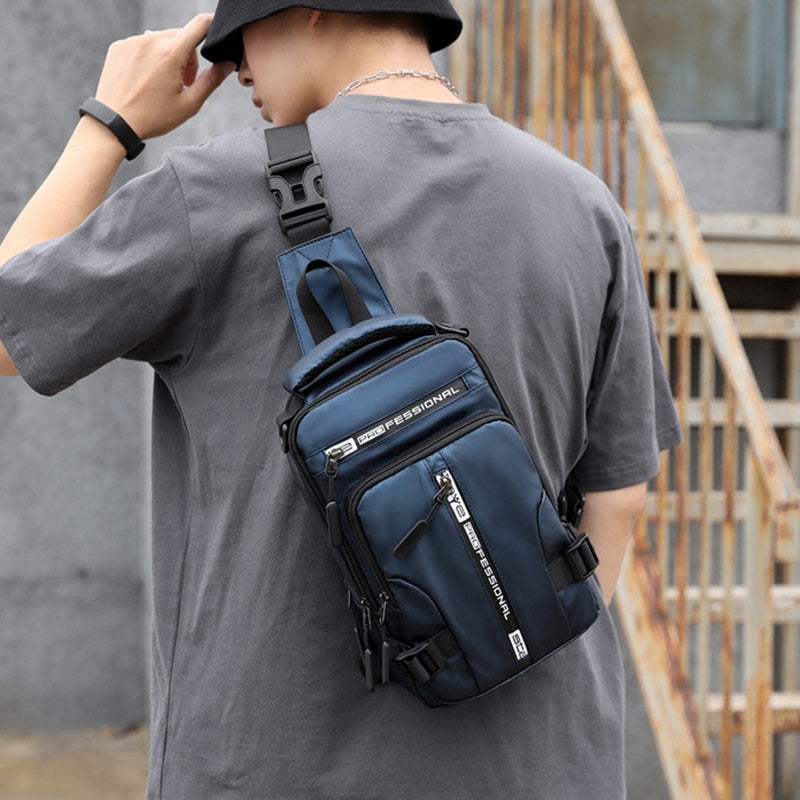 Men's Nylon Backpack With USB Charging