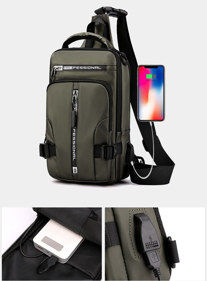 Men's Nylon Backpack With USB Charging